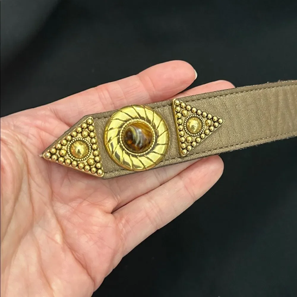 Leatherock San Diego 100%  leather brown bronze tigers eye medium m belt boho